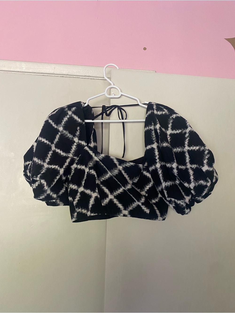Rachel Comey Black & White Puff-Sleeve Crop Top size 6